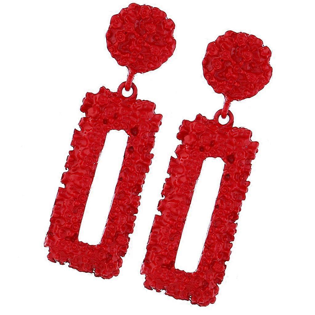 Dangle Ear Rings Women Alloy Rectangular Hoop Ear Drop Golden