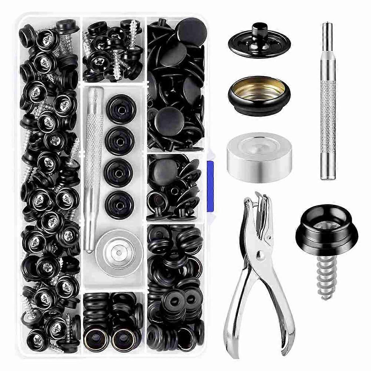 Canvas Snap Kit 2 Pcs Setting Tool,Marine Grade Stainless Steel 3/8in Socket Canvas Snap Button Fas
