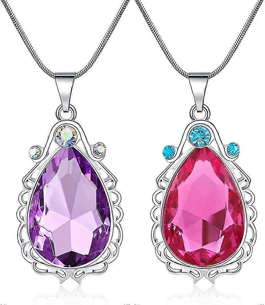 2 Pcs Sofia O primeiro amuleto e Elena Princesa Colar Twin Irmã Teardrop Colar Joias Mágicas Presente Para Meninas