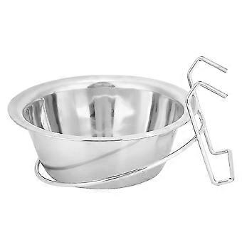 Stainless Steel Hanging Bowl for Pet Dog Cat Durable Water Food Pot with Fixed Bracket