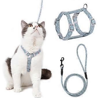 XHX verstellbares Katzengeschirr (145cm Teal M) für Katzen und Hunde, Nylongurt, Sicherheitsweste für kleine Haustiere