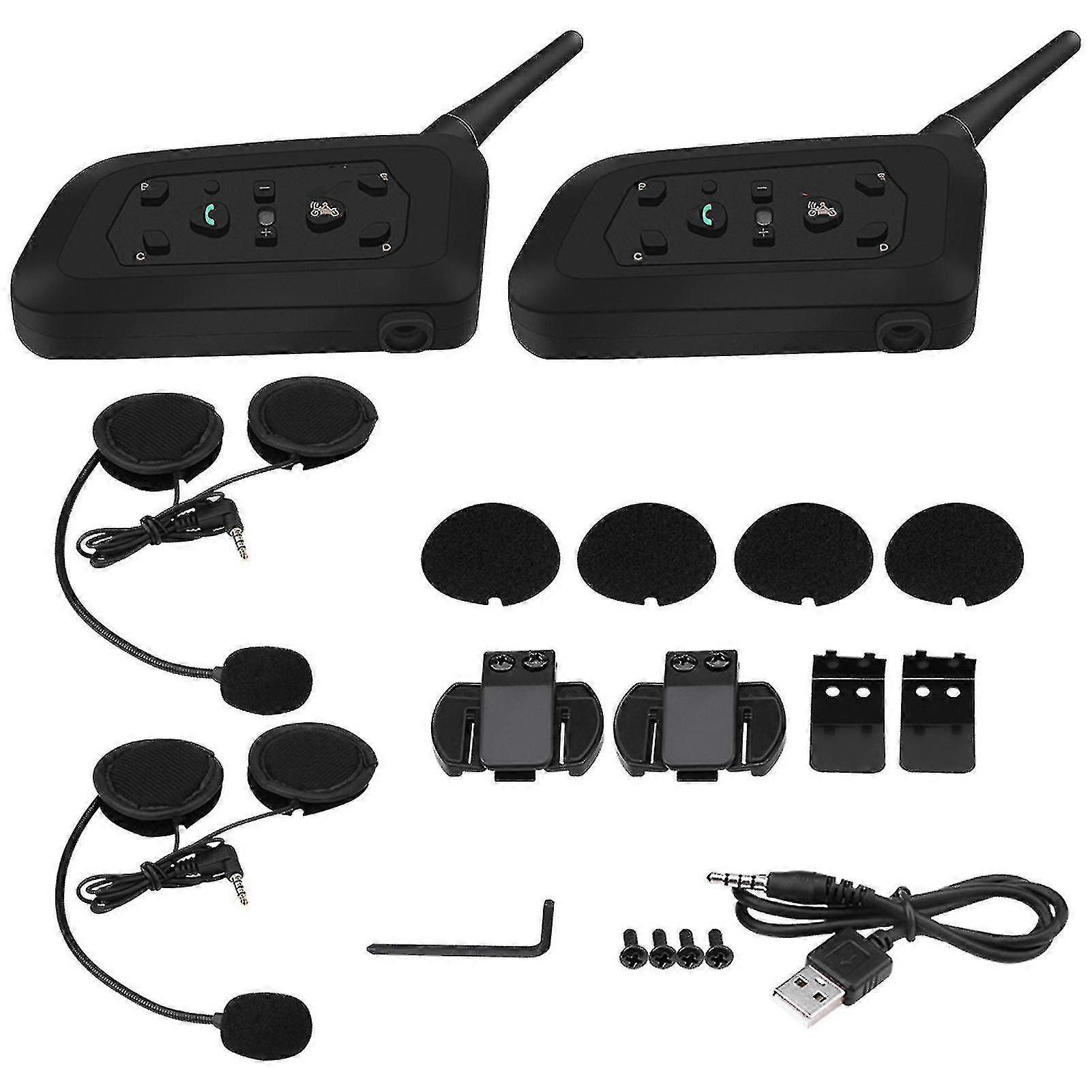 2 Sets Ejeas V6 Pro 800m Motorcycle Helmet Bluetooth Intercom Interphone Headset 6 Users