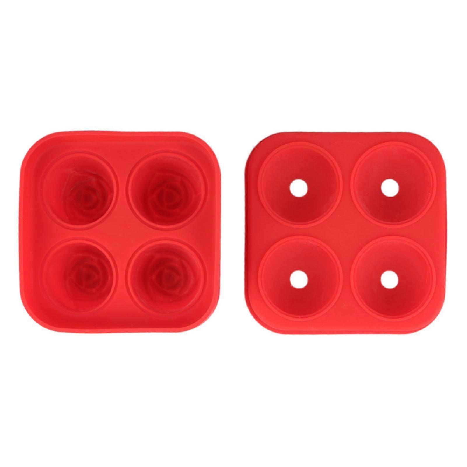 Ice Cube Tray Stackable Leak Proof Rose Shape 4 Cavity Ice Cube Tray for Beverages