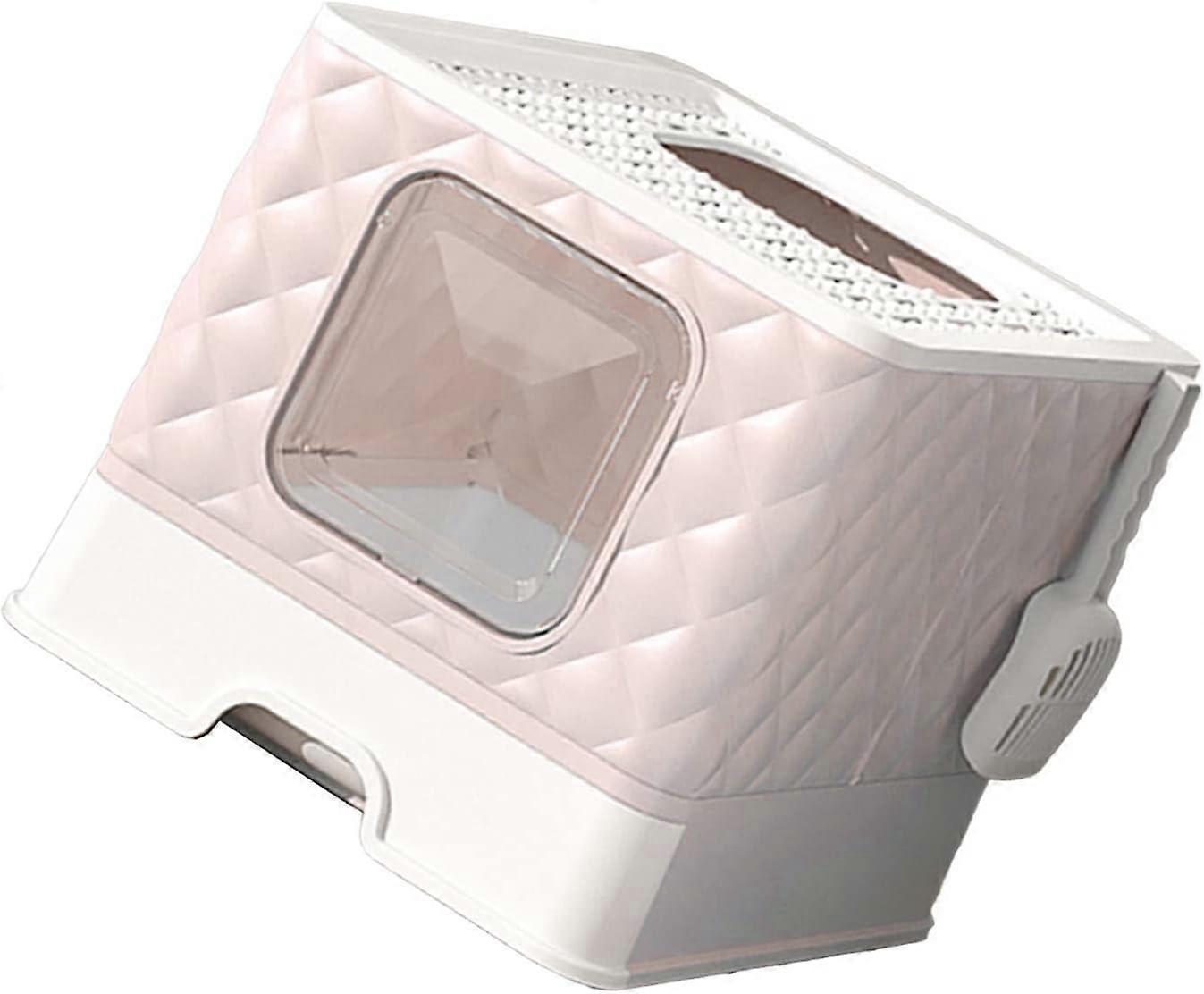 Cat Drawer Litter Box Plush Cat Kennel Dog Kennel Detachable Washable Large Space Semi Closed Cat Toilet Litter Box (Pink)