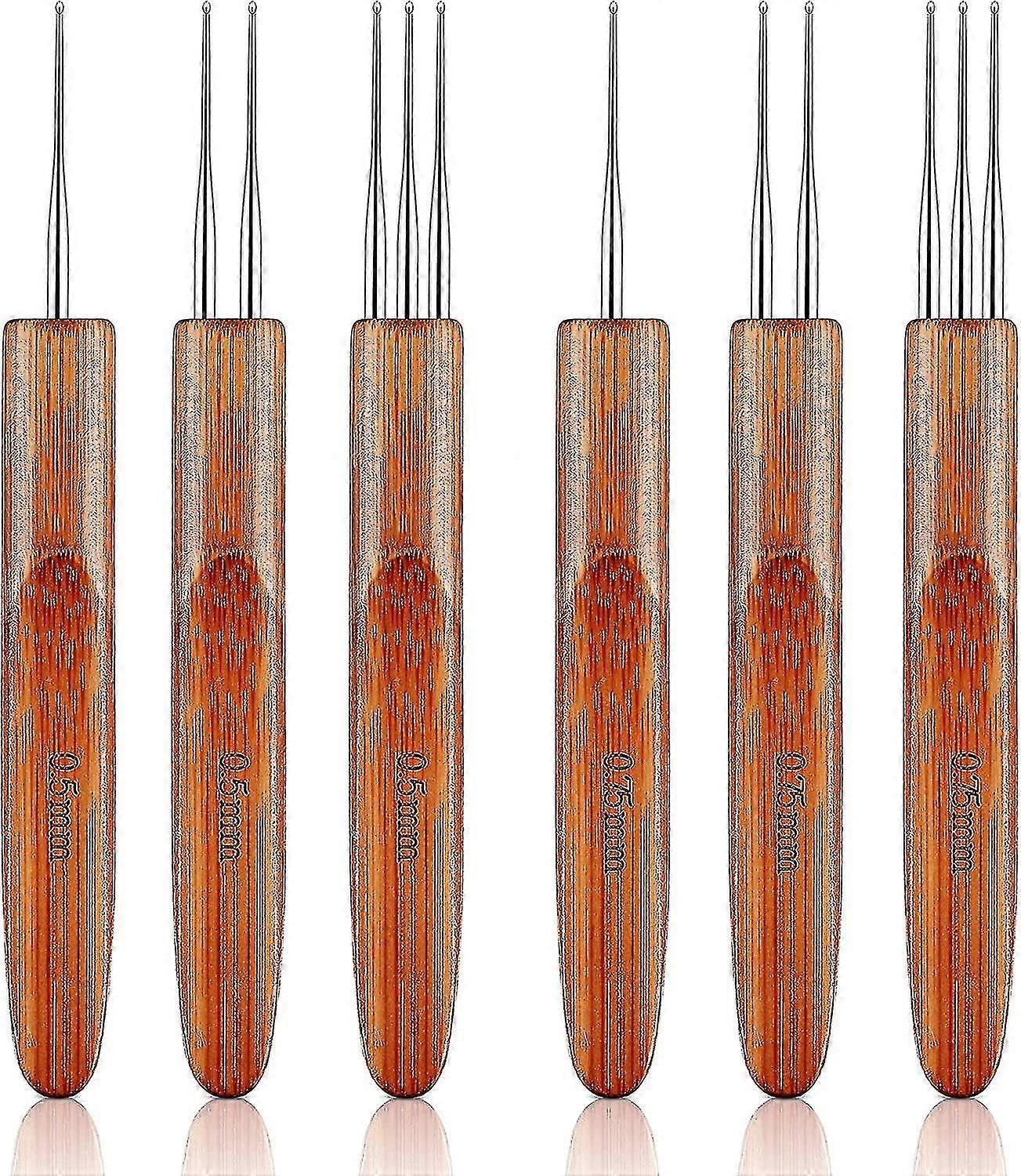 髪0.5ミリメートル0.75ミリメートル針織りかぎ針編みのための6ピースドレッドロックかぎ針編みフックは、1フック、2フック、編組クラフトのための3フックが含まれています