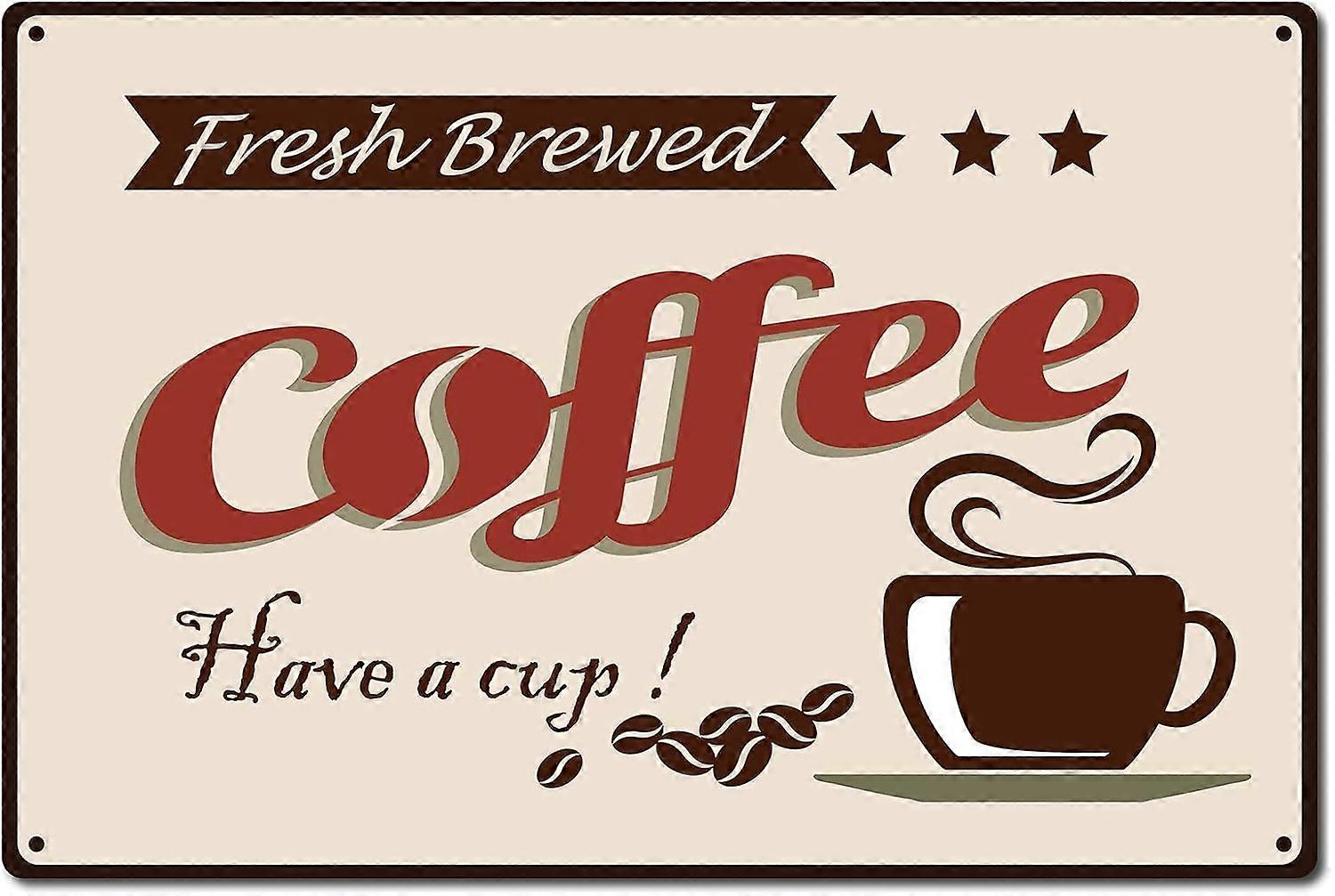 コーヒー缶看板ビンテージメタルサイン鉄塗装レトロプラークポスターキッチンカフェパブガレージデコレーション12 x 8インチ