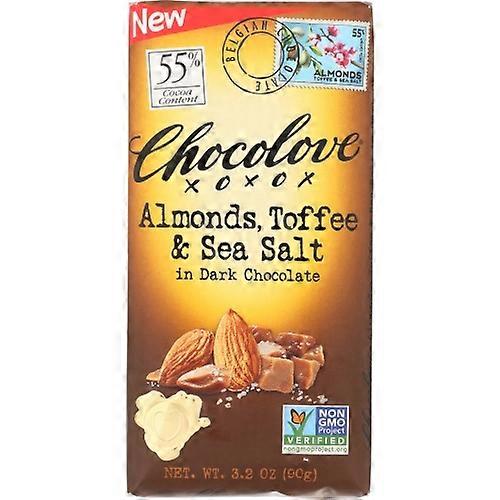 Chocolove Almonds Toffee Dark Chocolate ,3.2 Oz(Case Of 12)