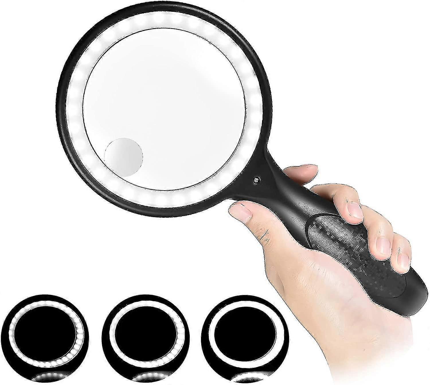 Lupa de leitura com luz 33 led, carregamento USB de lupa 30x 60x