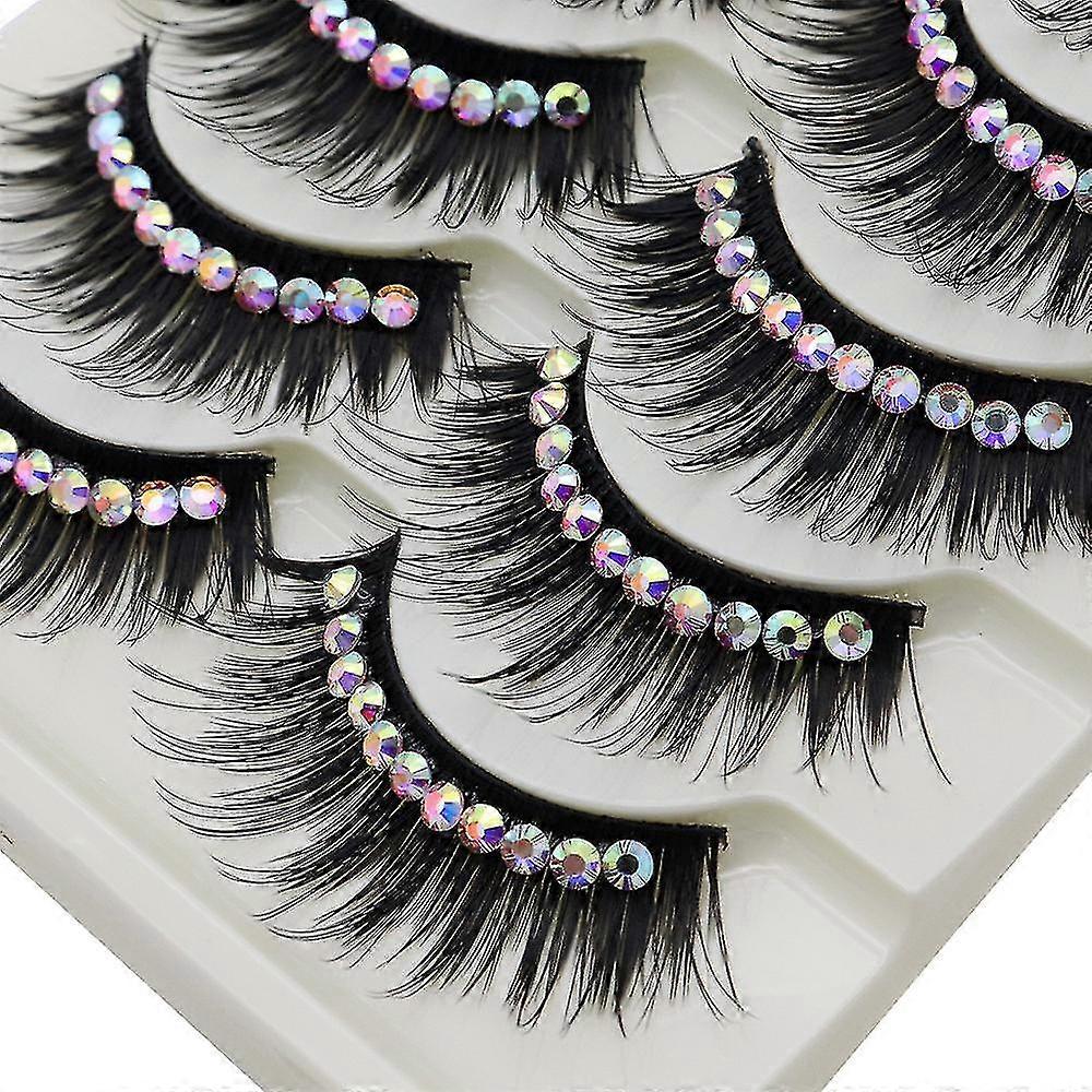 False Eyelashes with Diamonds - Pack of 10 Pairs for Glamorous Look