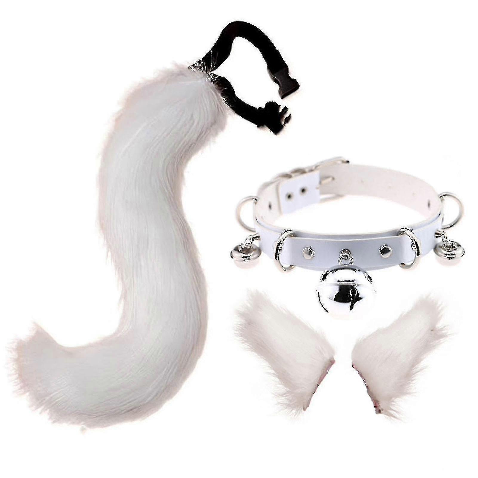 Hair Clips Cocker Tail Animal Element Adjustable Faux Fur Solid Wolf Tail Ears Collar Compatible With A