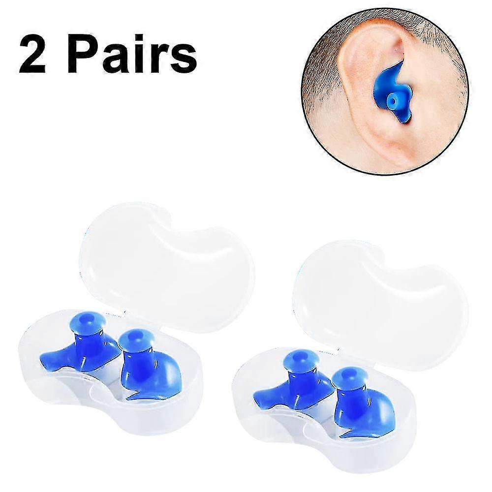 Swimming Earplugs, Pack Waterproof Reusable Silicone Earplugs 2-pairs