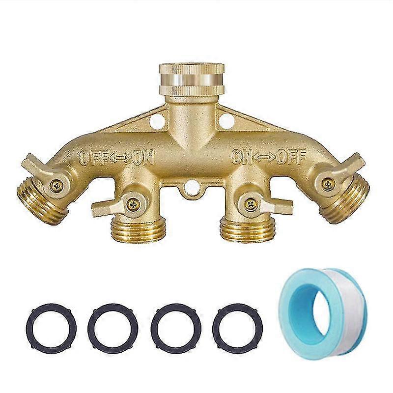Garden Brass Hose Splitters 4 Way Tap Hose Connectors Water Distributor Switch Valves