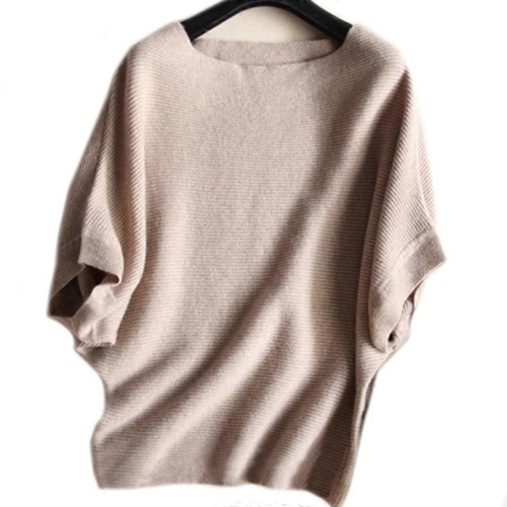 Frau Lockere Wolle Strick Pullover Bootsausschnitt