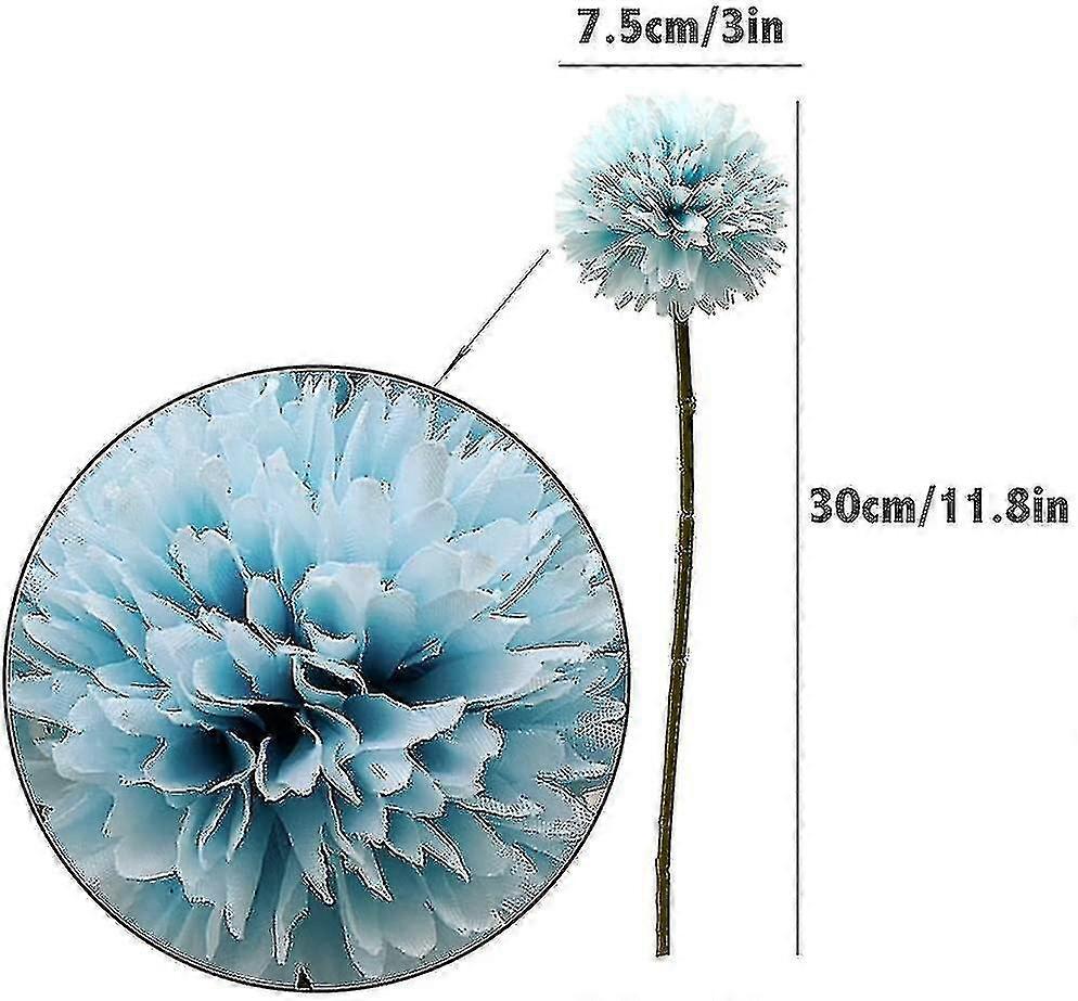 12pcs Artificial Chrysanthemum Ball Flowers With Silk Stems Hydrangea Arrangement Bouquet -blue