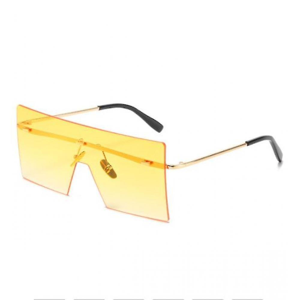 Yellow Oversized Square Rimless Sunglasses Unisex