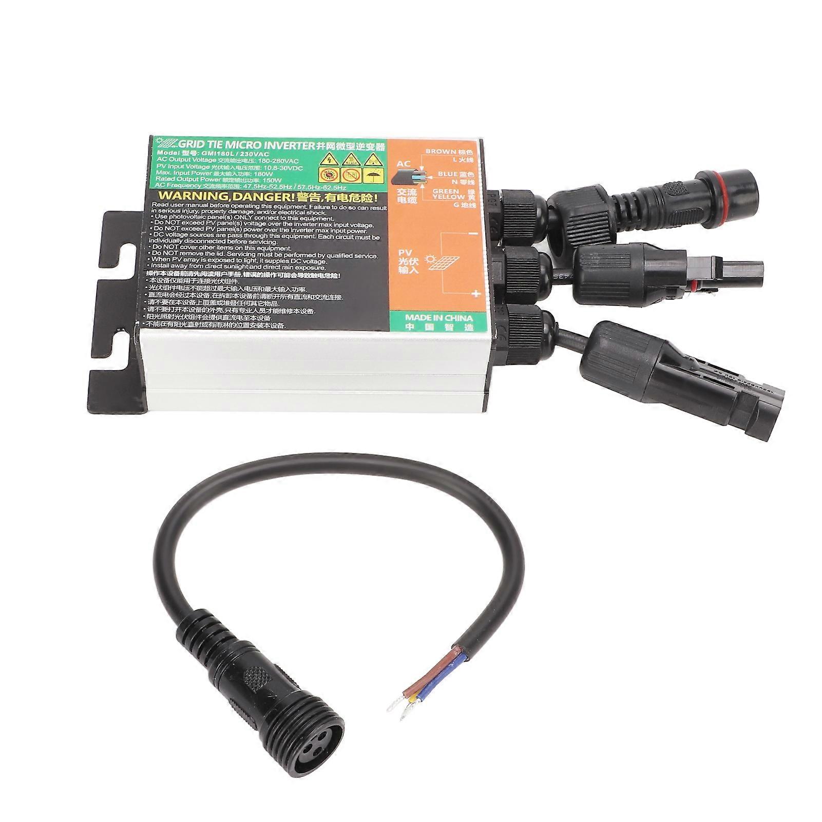 Solar Grid Tie Inverter Pure Sine Wave 180W  10.8V to 30V DC Input to AC 180V to 280V Output Grid Tie Micro Inverter