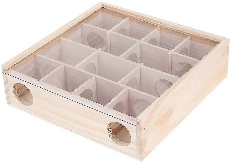 Hamster Maze Toy, Natural Wood Mouse House With Plexiglass Interactive Smart Pet Toy For Mouse Hamst