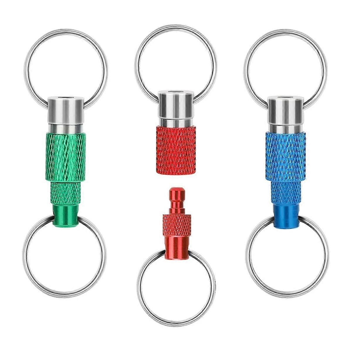 3pcs Quick Release Detachable Keychain, Double Rings Pull Apart Keychain, Spring Split Snap Seperat