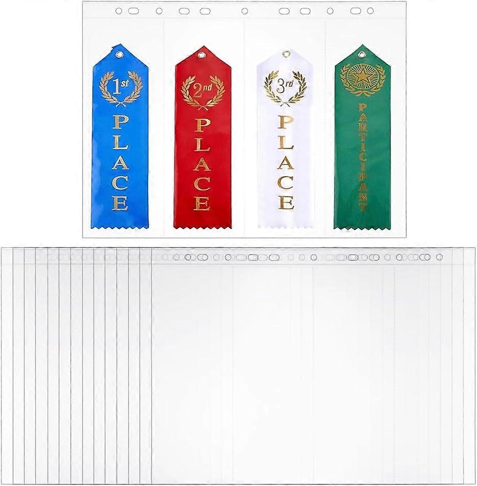 10 Pcs Award Ribbon Clear Pages Sheets Organizer 8.26x2.95inch Inner Diameter 4 Grids Swimming Gymnastics Track Organizer A4 Size PP Plastic Binder In