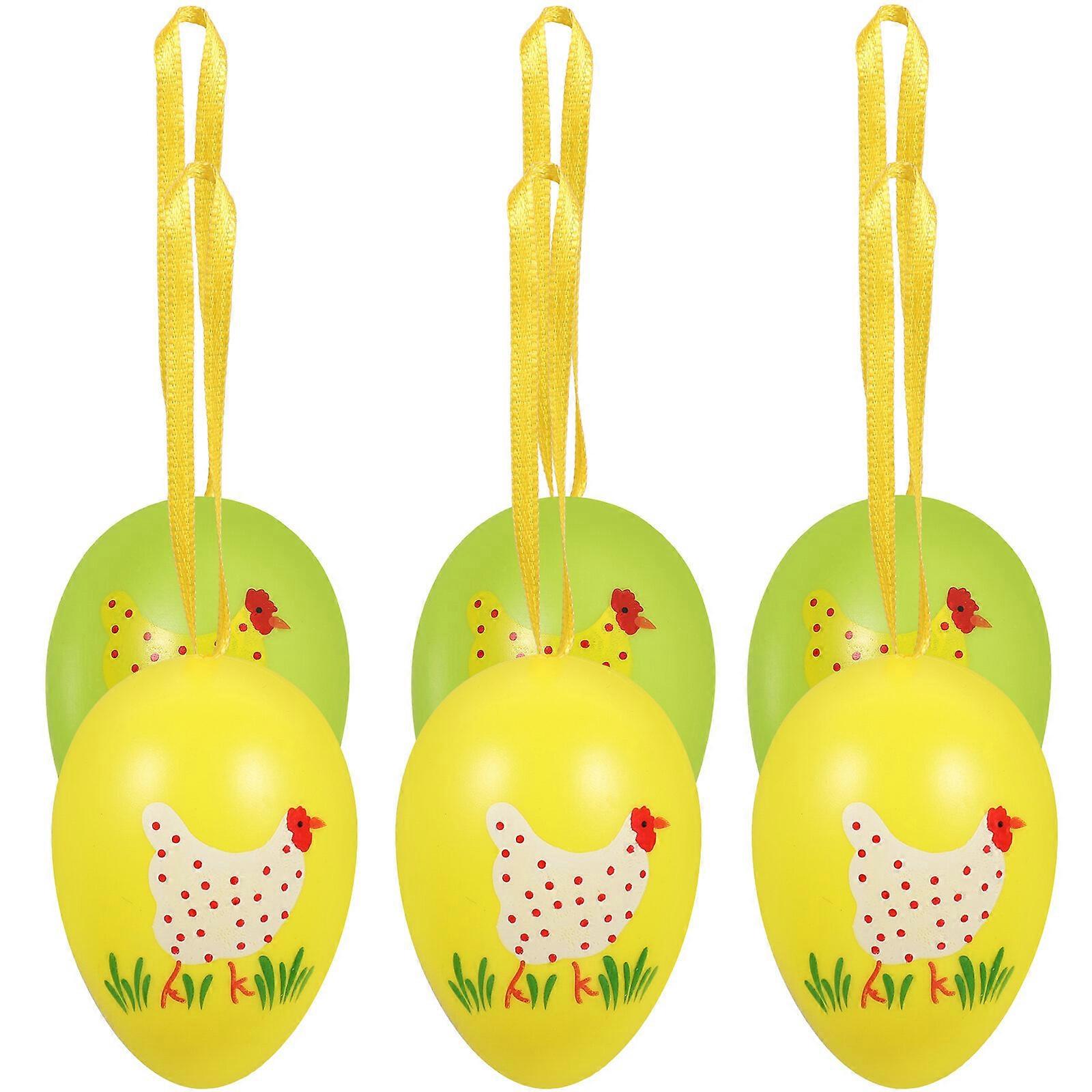 6pcs Egg Shape Pendants Colorful Decorative Egg Hanging Ornament Party Layout Props