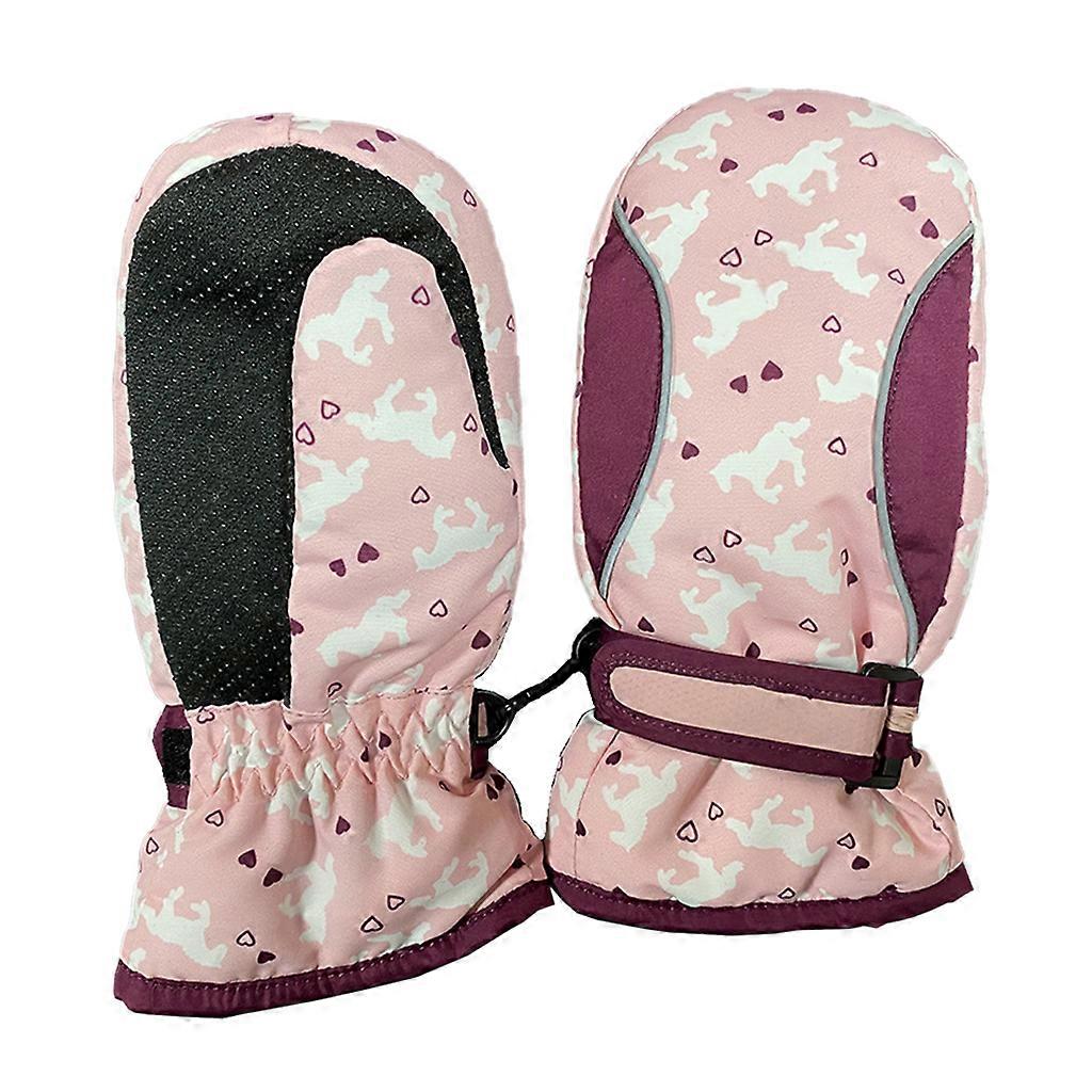 Luvas de esqui para crianças e meninos com luvas de esqui para crianças e adolescentes, espessas e quentes para pônei impressas à prova d'água G