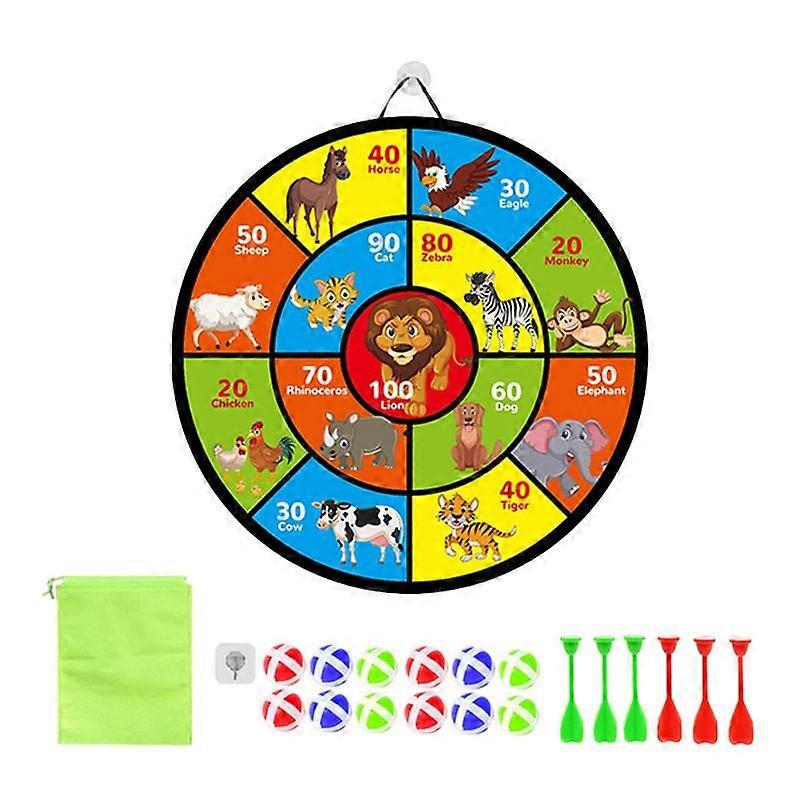 Dart Board for Kids Animal Theme Dart Games Dart Plate Dartboard Game Set 29" Target Board with 12 Sticky Balls Throwing GameDart Backboards