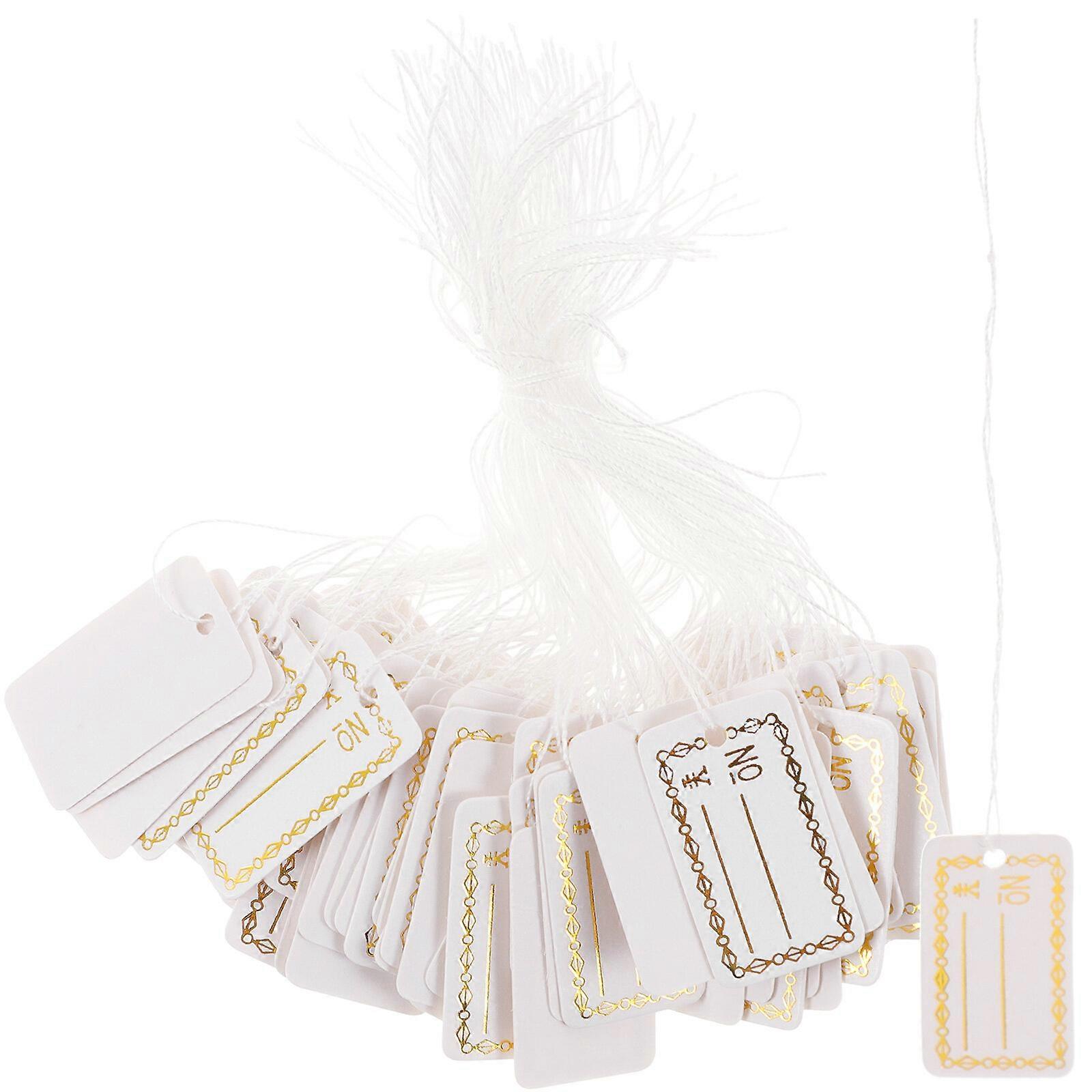 500Pcs Trinkets Tags with String Hanging Price Tags Writable Jewelry Tags Blank Paper Tags