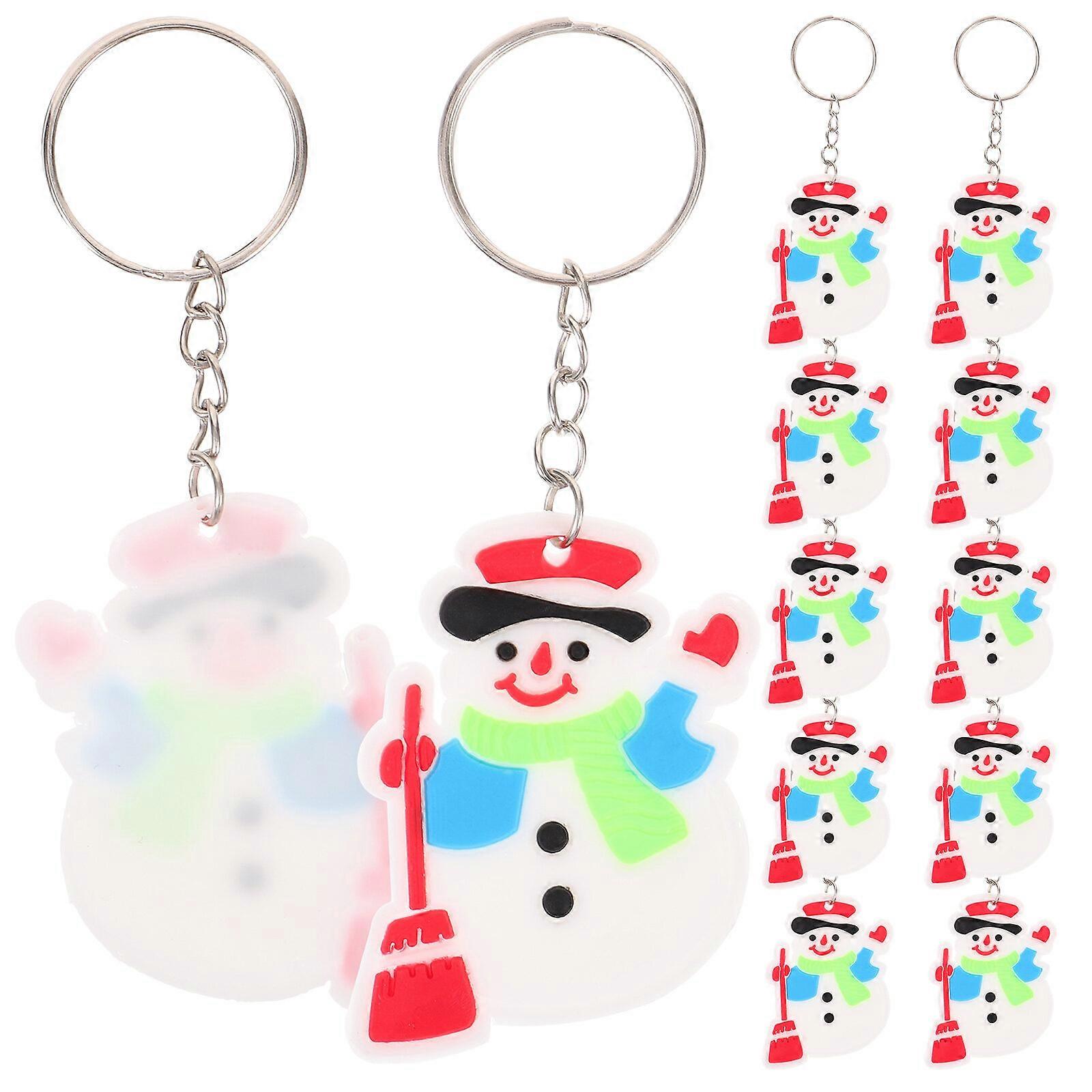 12Pcs Christmas Themed Key Rings Cartoon Pattern Santa Claus Pendant Key Chains Party Favors (Random Pattern)
