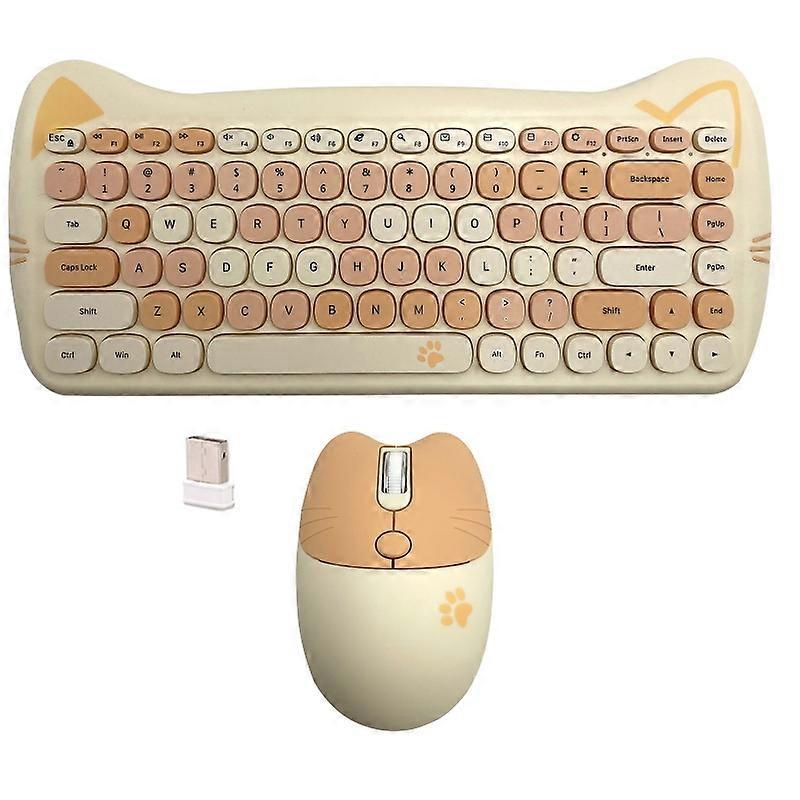 Cut Cat 2.4G Wireless Ergonomics Keyboard Mixed Color Keycap Keyboard Mouse