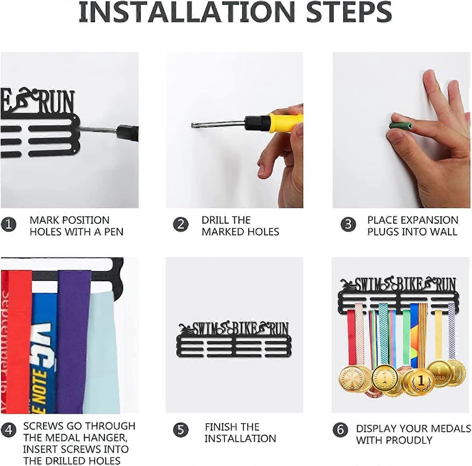 Medals Hanger Display Holder Rack Swim Bike Run Triathlon Theme Medals ...