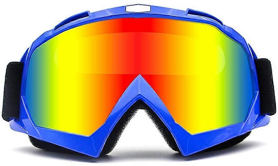 משקפי סקי, משקפי שלג סנובורד לגברים נשים עם עדשה כדורית ניתנת להסרה הגנת UV נגד ערפל (כחול + צבע)