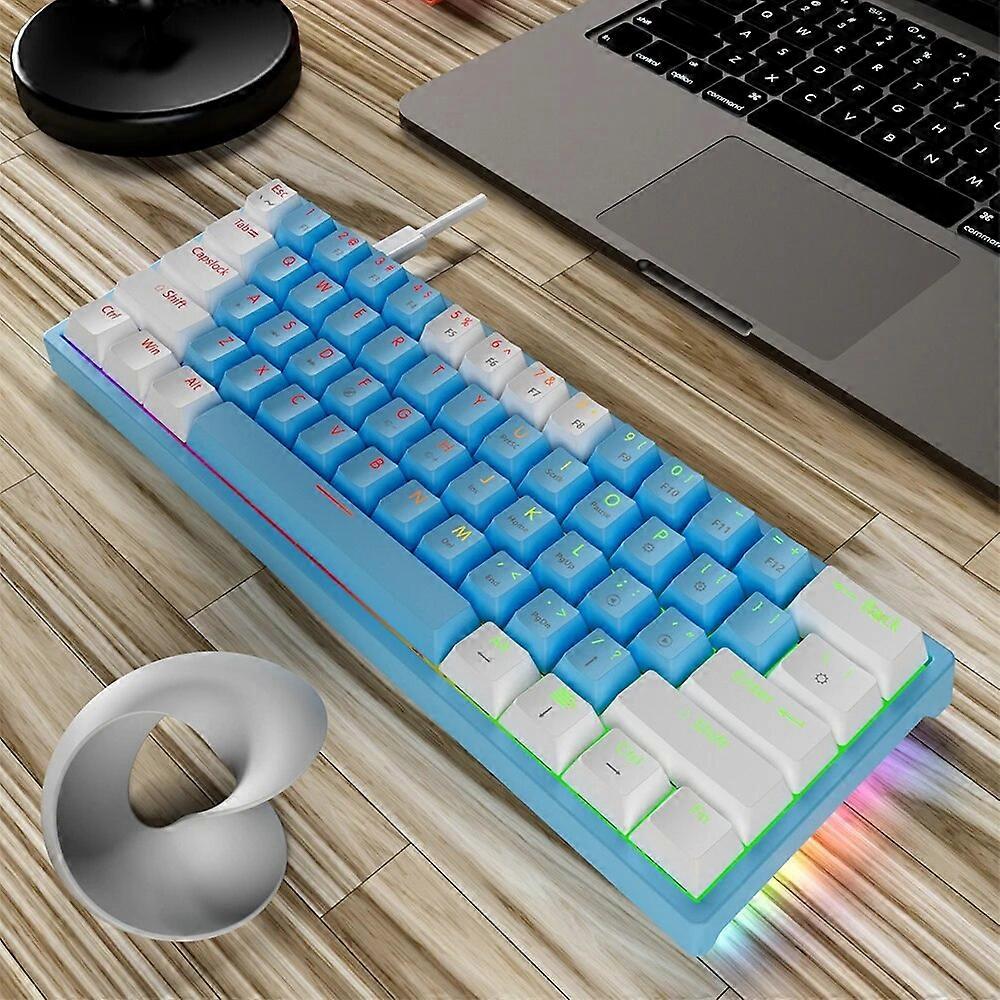 MUCAI MK61 USB Gaming Mechanical Keyboard Red Switch 61 Keys Wired Detachable Cable RGB Backlit Hot Swappable
