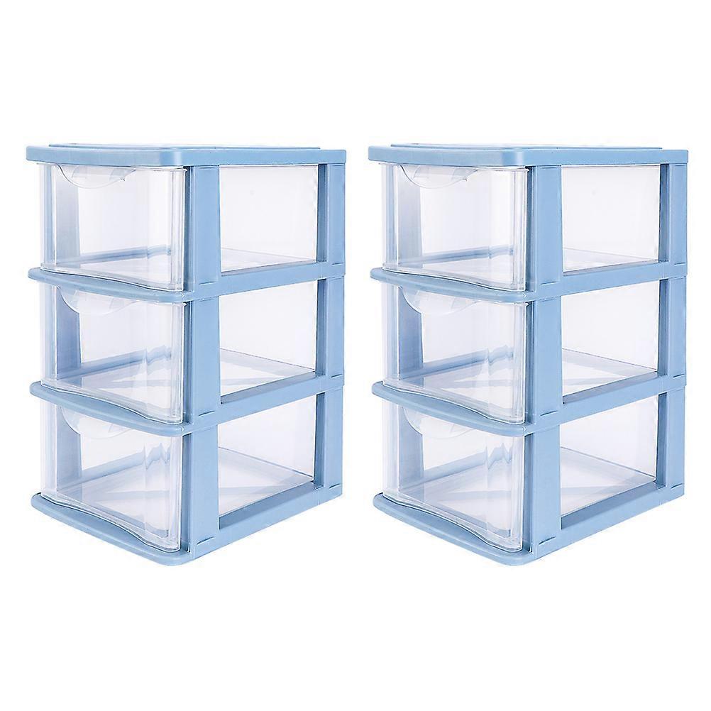 2 Pcs Portable Makeup Organizer Drawer Type Closet Plastic Kitchen Utensil Tray Stackable Cosmetic Box