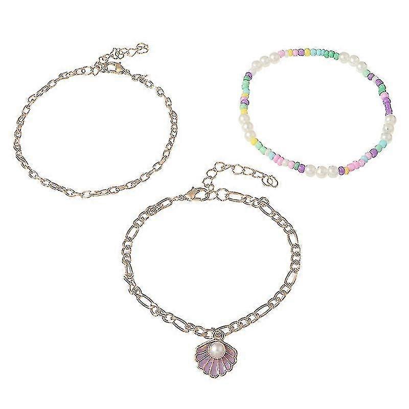 Multi-layer Rice Bead Shell Pearl Anklet Simulated Pearl Chain Wedding Anklet