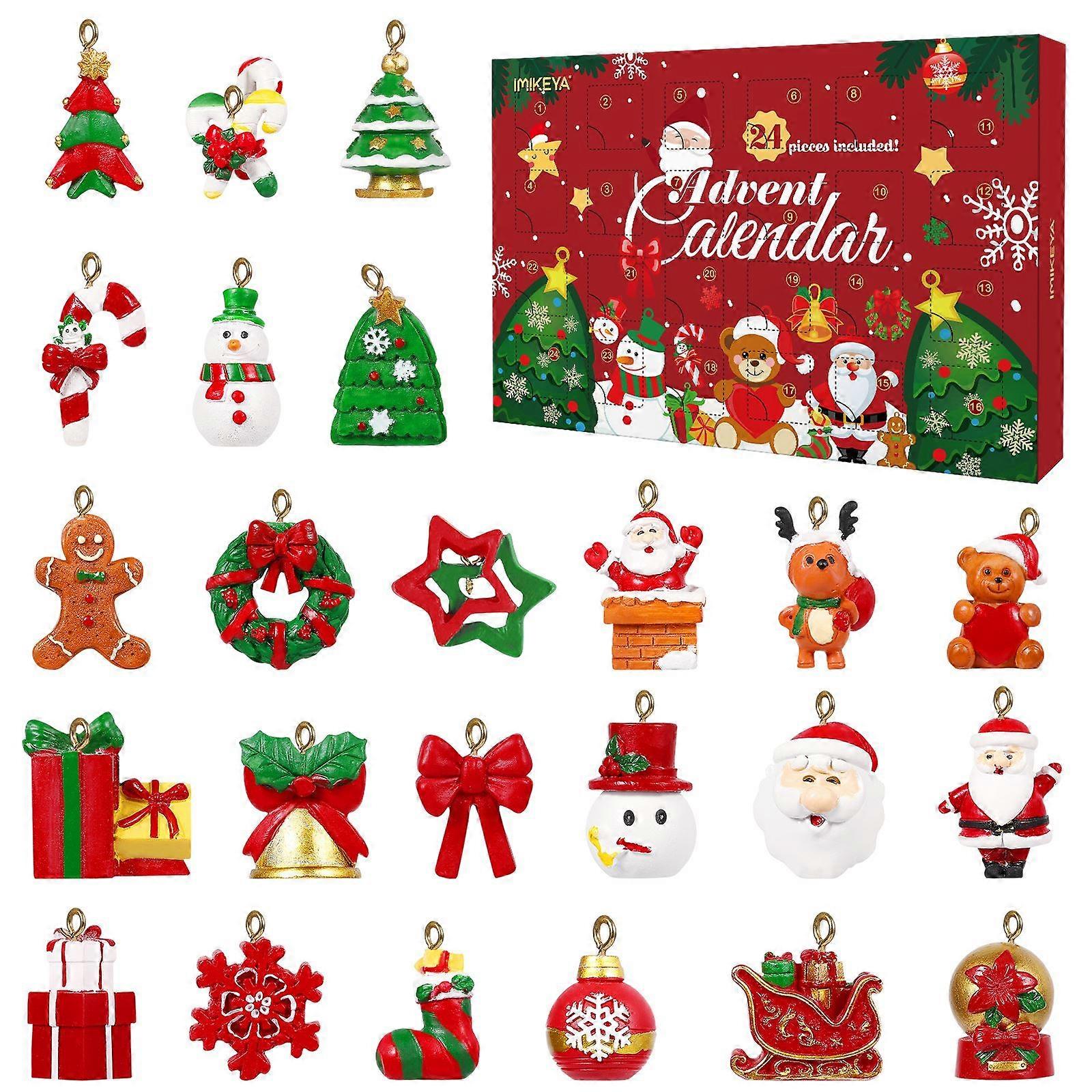 Countdown to Christmas Advent Calendar with 24Pcs Christmas Tree Hanging Ornaments for Xmas Tree Holiday Decor