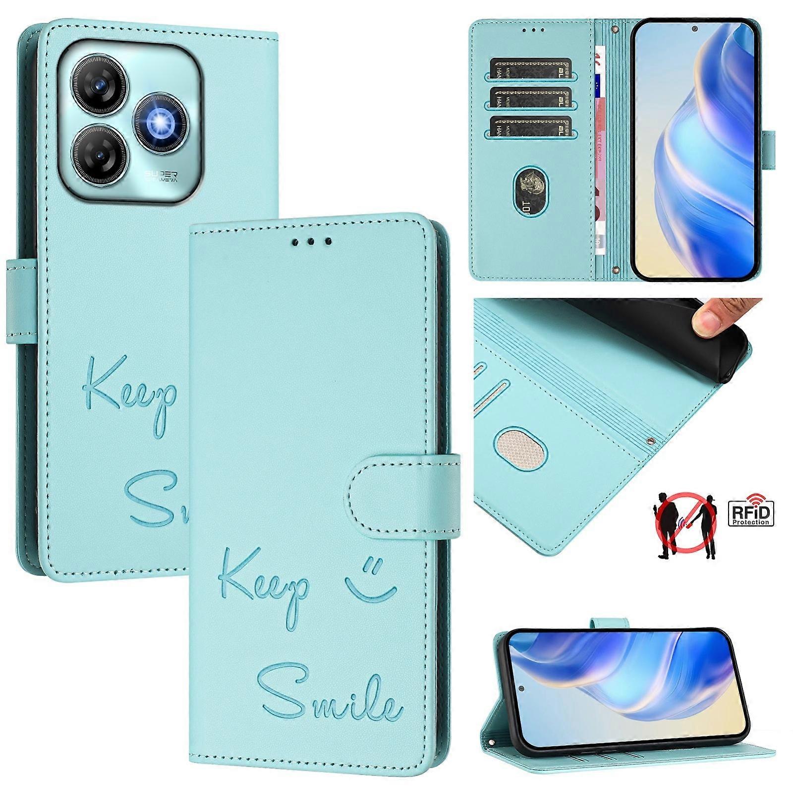Smile RFID Leather Phone Case For ZTE Blade A75 4G