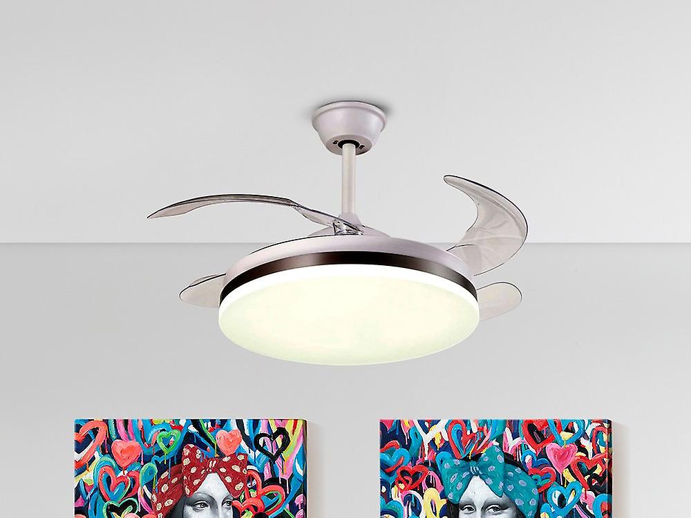 Vento 6 Speed Ceiling Fan White with LED Light, Retractable Blades with Remote Control, Timer & Reversible Functions