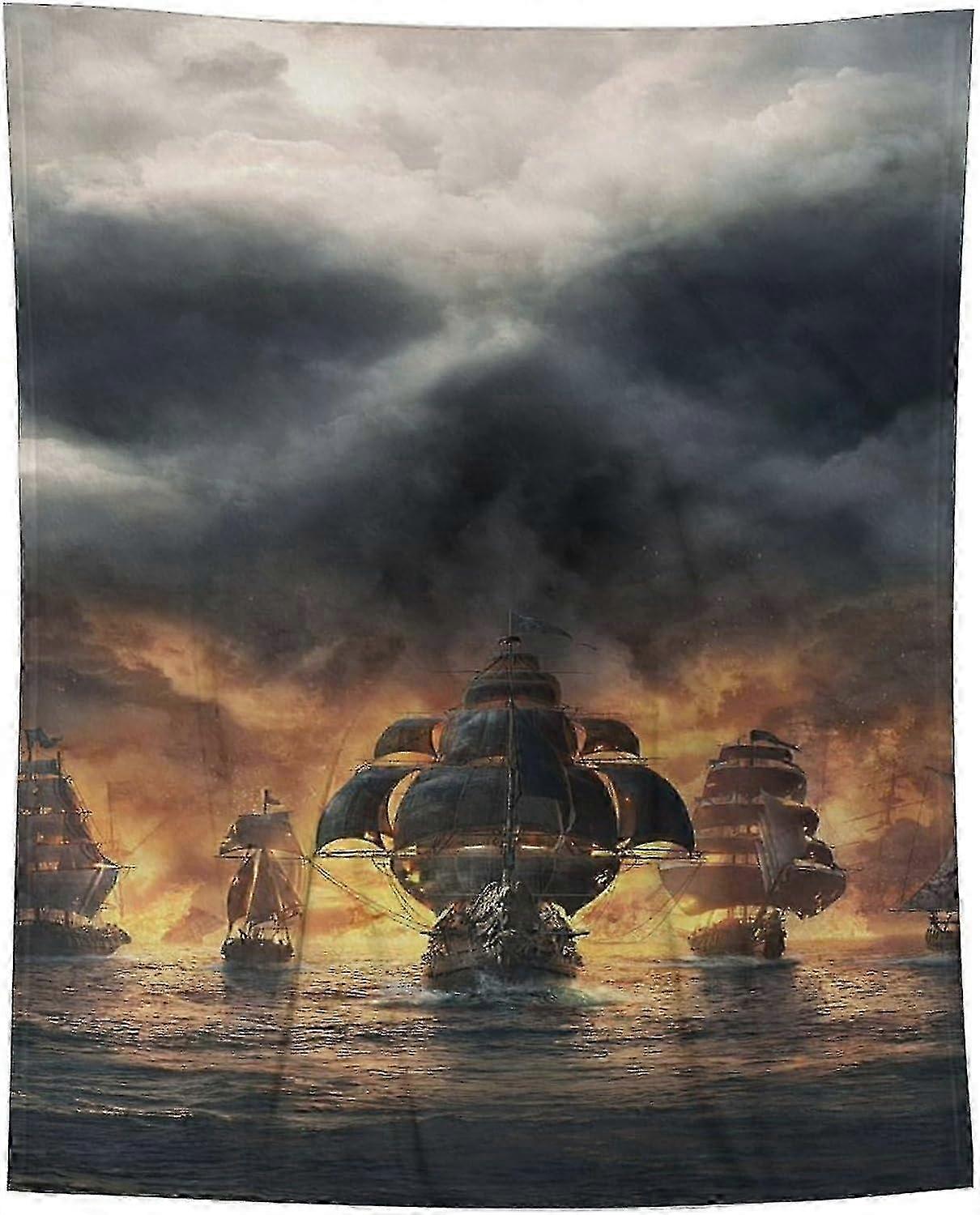 t506 Blanket Duck D Blankets Super Soft Blanket Cosy & Warm Blanket for Sofa Or Bed FlannelSkull Pirate Ship Blanket bn506