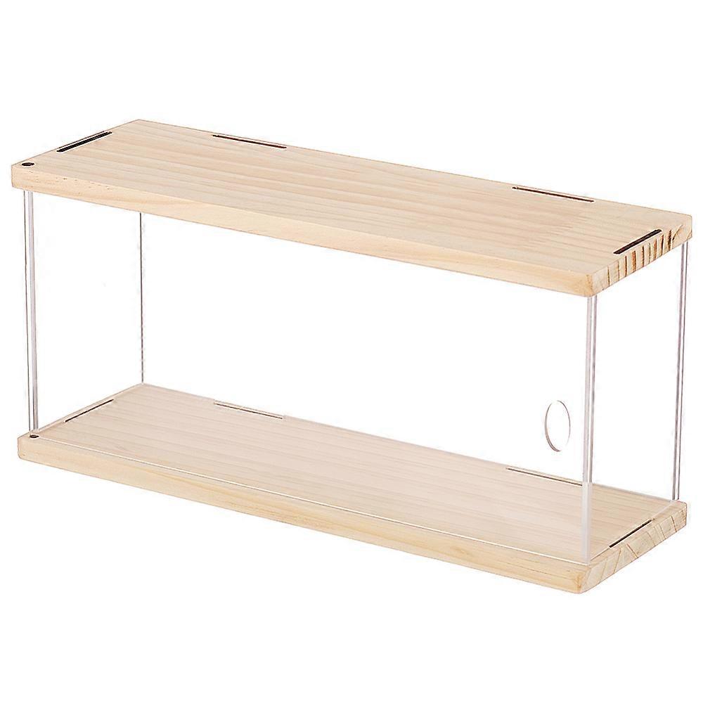 Clear Display Case Acrylic Box 12.2x4x5.5inch Storage Organizer Acrylic Display Case with Wood Base and Top for Display Action Figures Cosmetic Home D