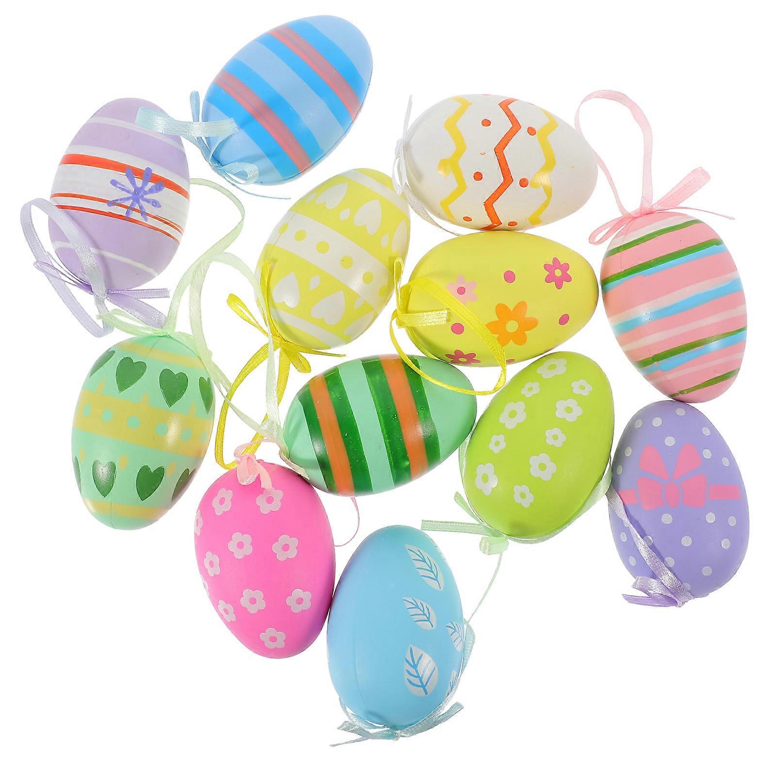 12pcs Easter Themed Egg Hanging Ornaments Egg Pendant Tree Hanging Pendants