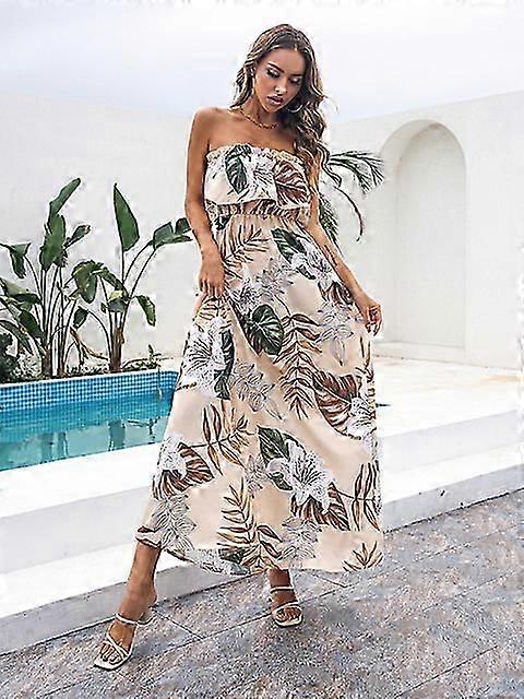 Zomer Bloemen Jurk Vrouwen Borst Inwikkeling Bech Lange Jurk Vrouw