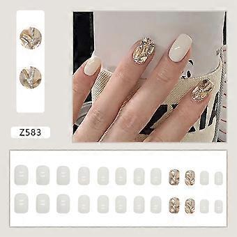 Milchig Weiß Flash Fairy Gefälschte Nägel Neujahr Langlebige Langlebige Nagelkleber Modelle