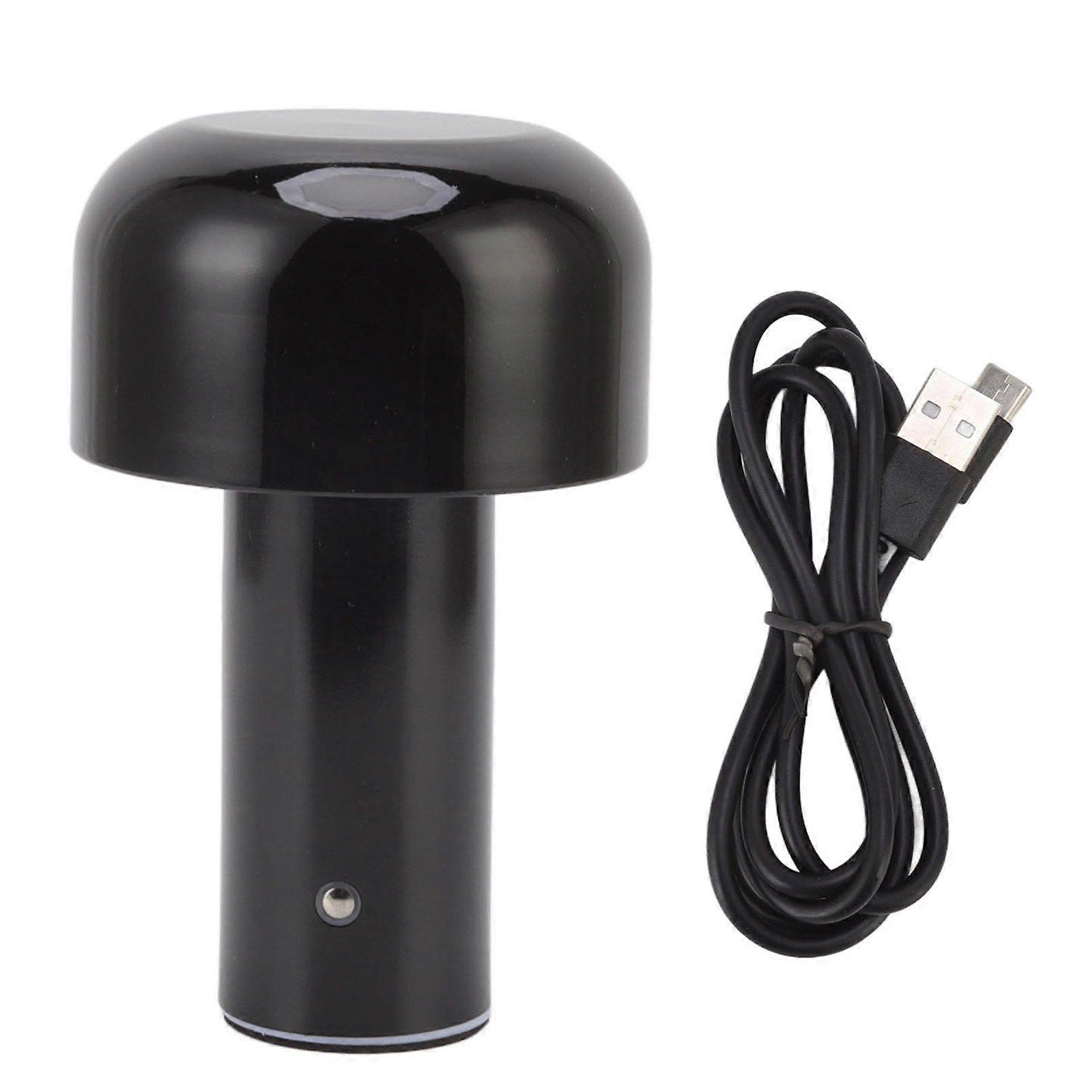 USB Mushroom Light Touch Control Mini Light Night Light with Adjustable Brightness 3 Color Temperature Dimmable Black