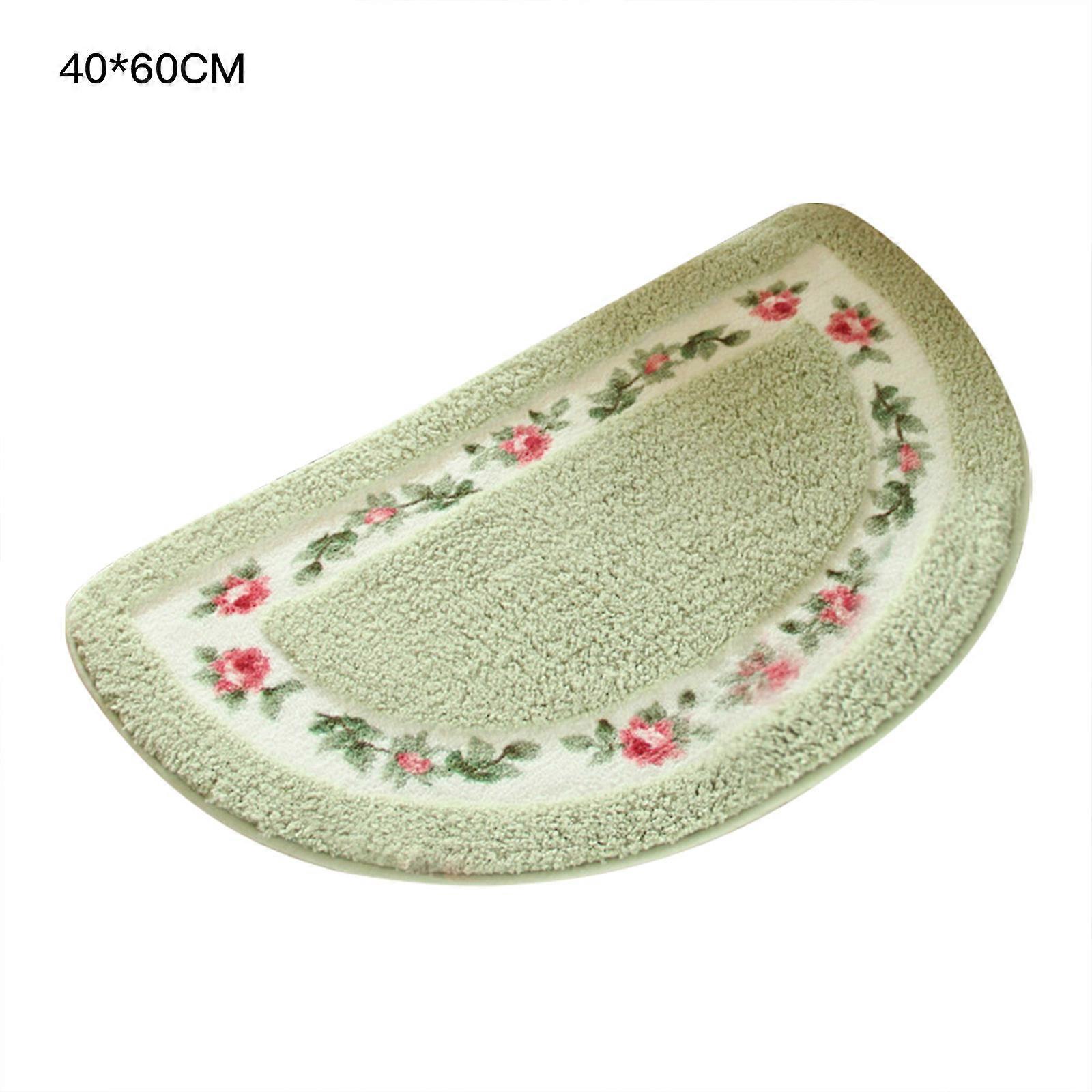 Romantic Rose Semi-circle Bath Mat Non-slip Absorbent Microfiber Rug