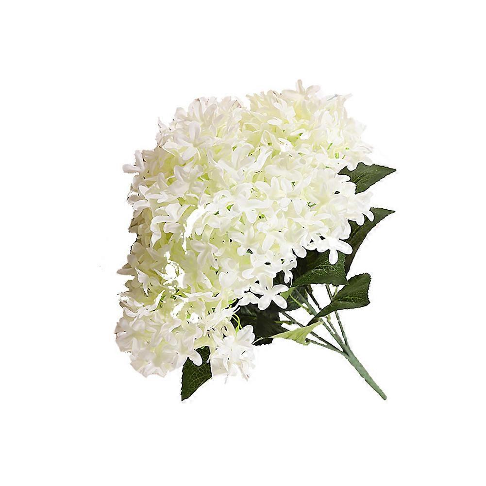 Konstgjord hortensiablomma simulerad blombukett för heminredning (rosa + vit)