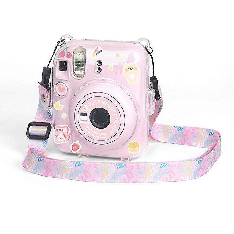 For FUJIFILM instax mini 12 Crystal Hard Acrylic Camera Case with Shoulder Strap