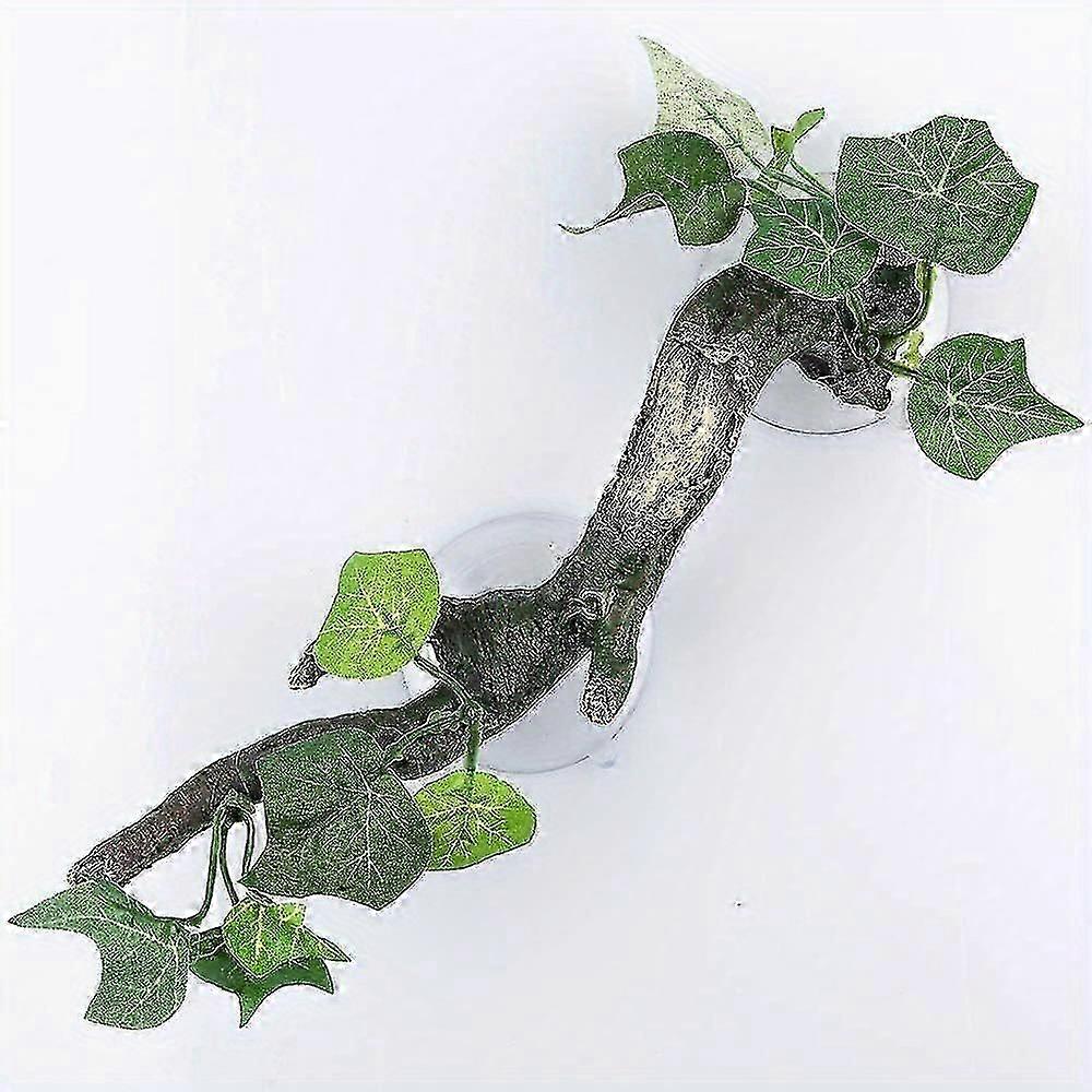 All-Season Reptile Climbing Branch with Easy-Install Suction Cup - Perfect Terrarium Decor for Enhanced Exercise and Well-Being of Geckos, Dragons, Sn