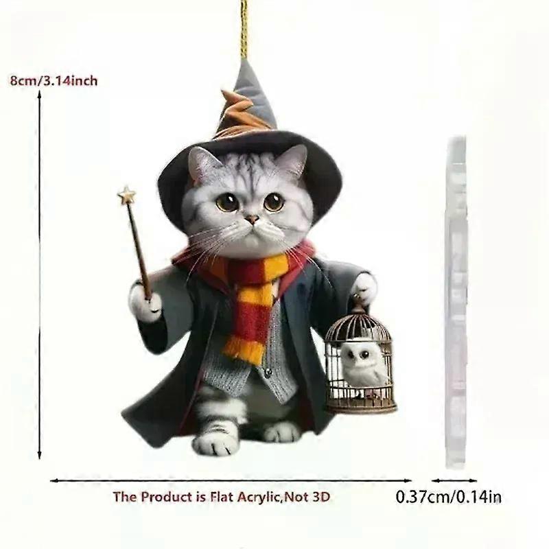 Simpatico ciondolo a forma di gatto per specchietto retrovisore, decorazione per interni auto, animale realistico, decorazione da appendere (piatto 2D)