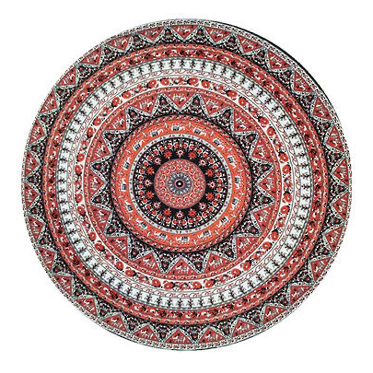 Round Beach Rug with Mandala Design