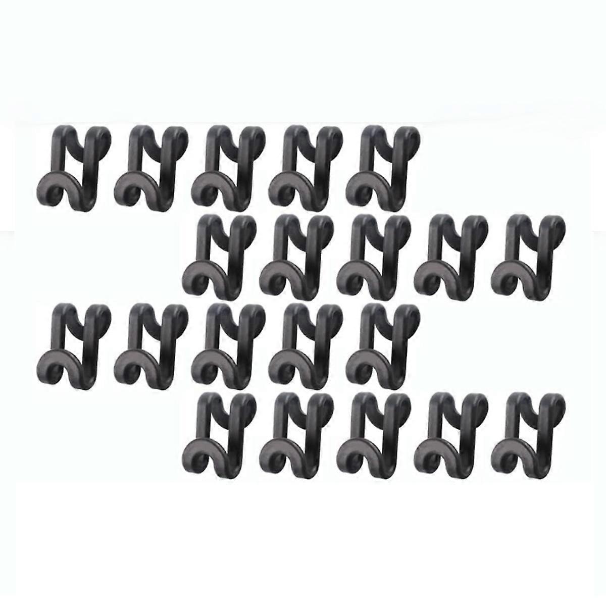 S-Shaped Hanger Connection Hook, Hanger Extender Hook Wardrobe Hook Organizer, (Black,20pcs)